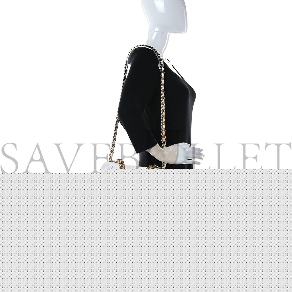 Ch*el lambskin quilted large Ch*el 19 flap white gold hardware (30*20*9cm)