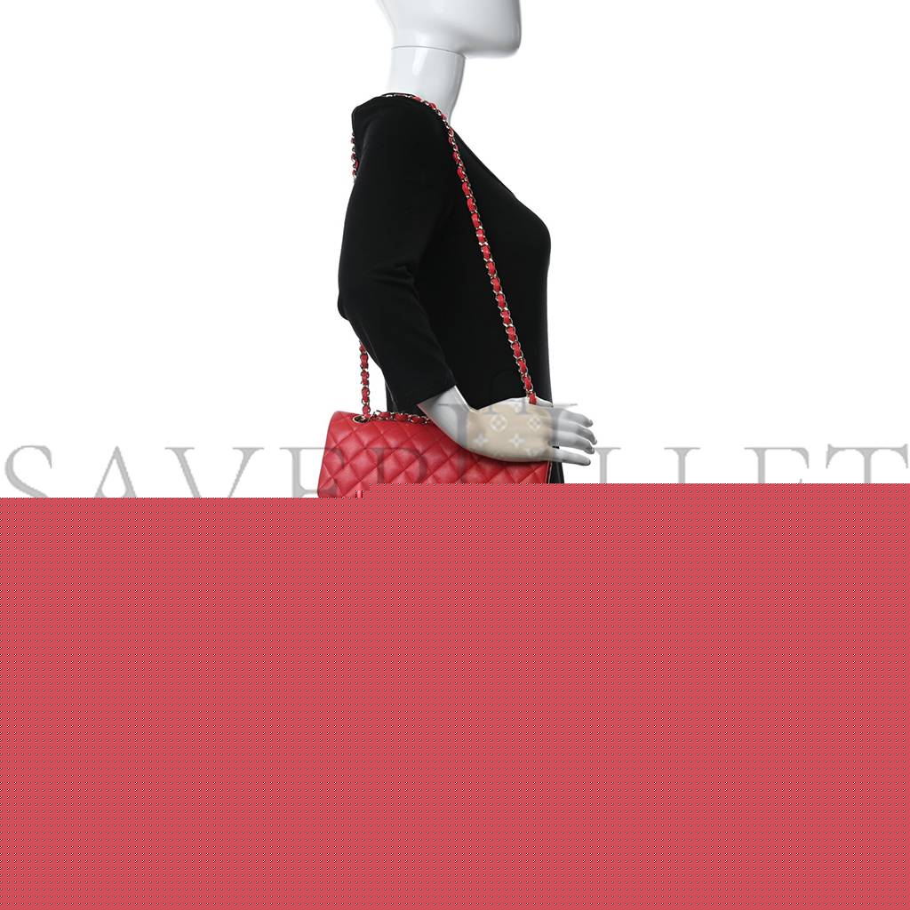 Ch*el caviar quilted medium double flap red gold hardware (25*17*6cm)
