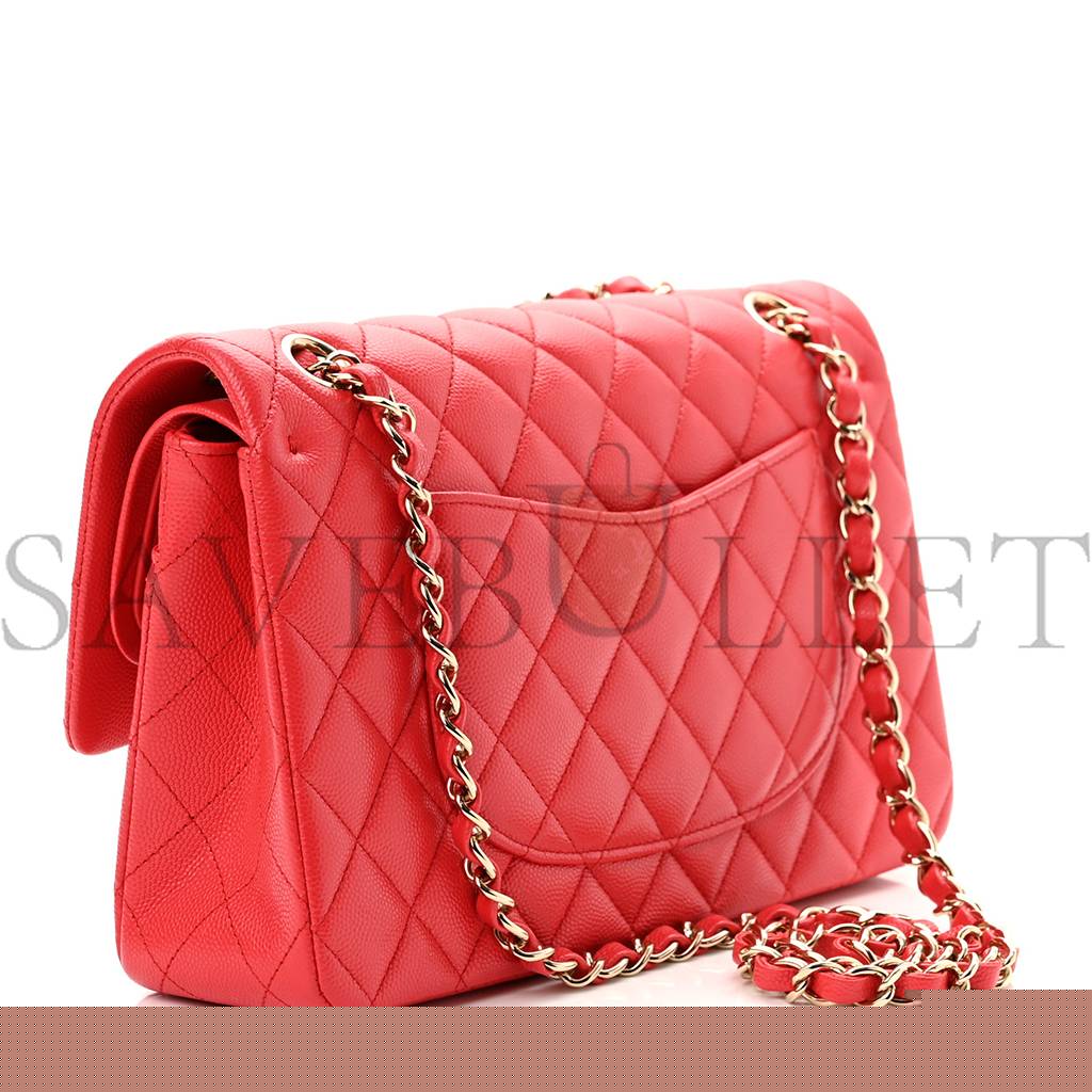 Ch*el caviar quilted medium double flap red gold hardware (25*17*6cm)
