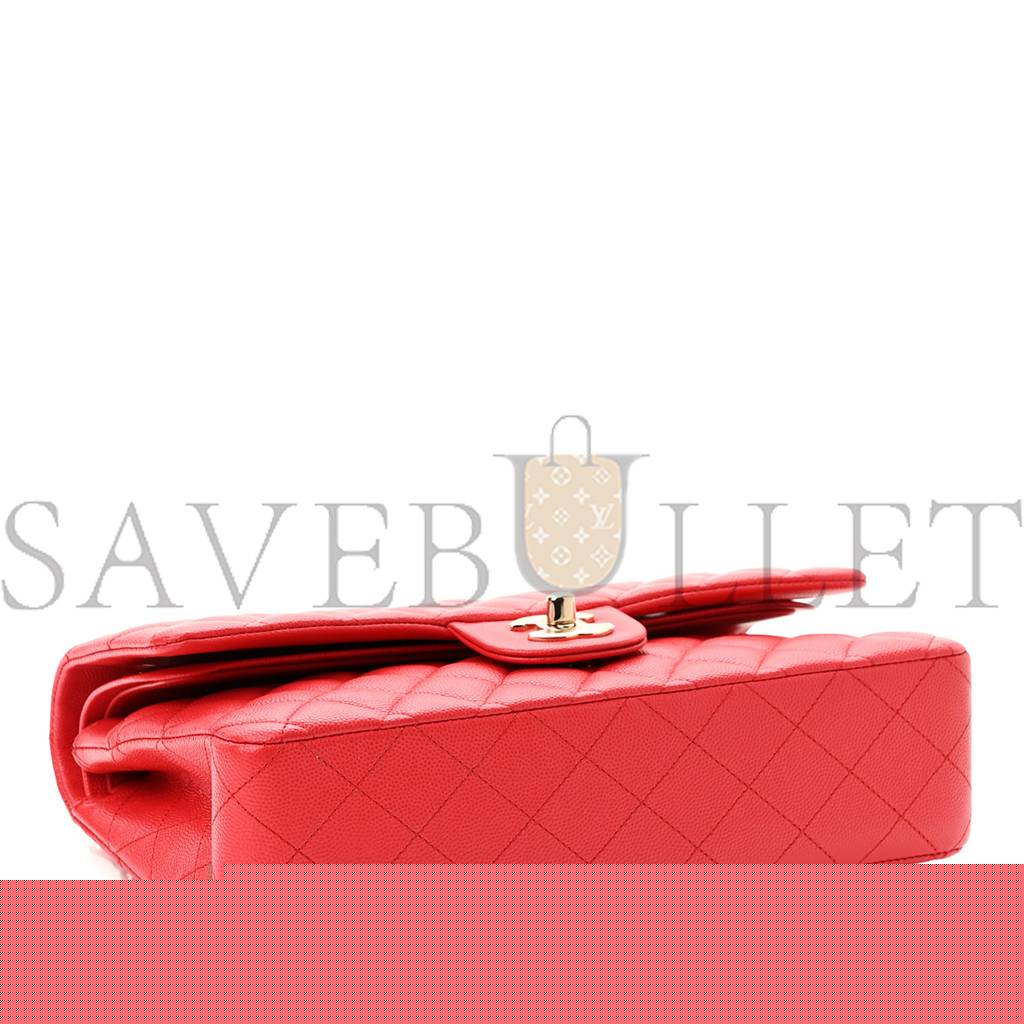 Ch*el caviar quilted medium double flap red gold hardware (25*17*6cm)