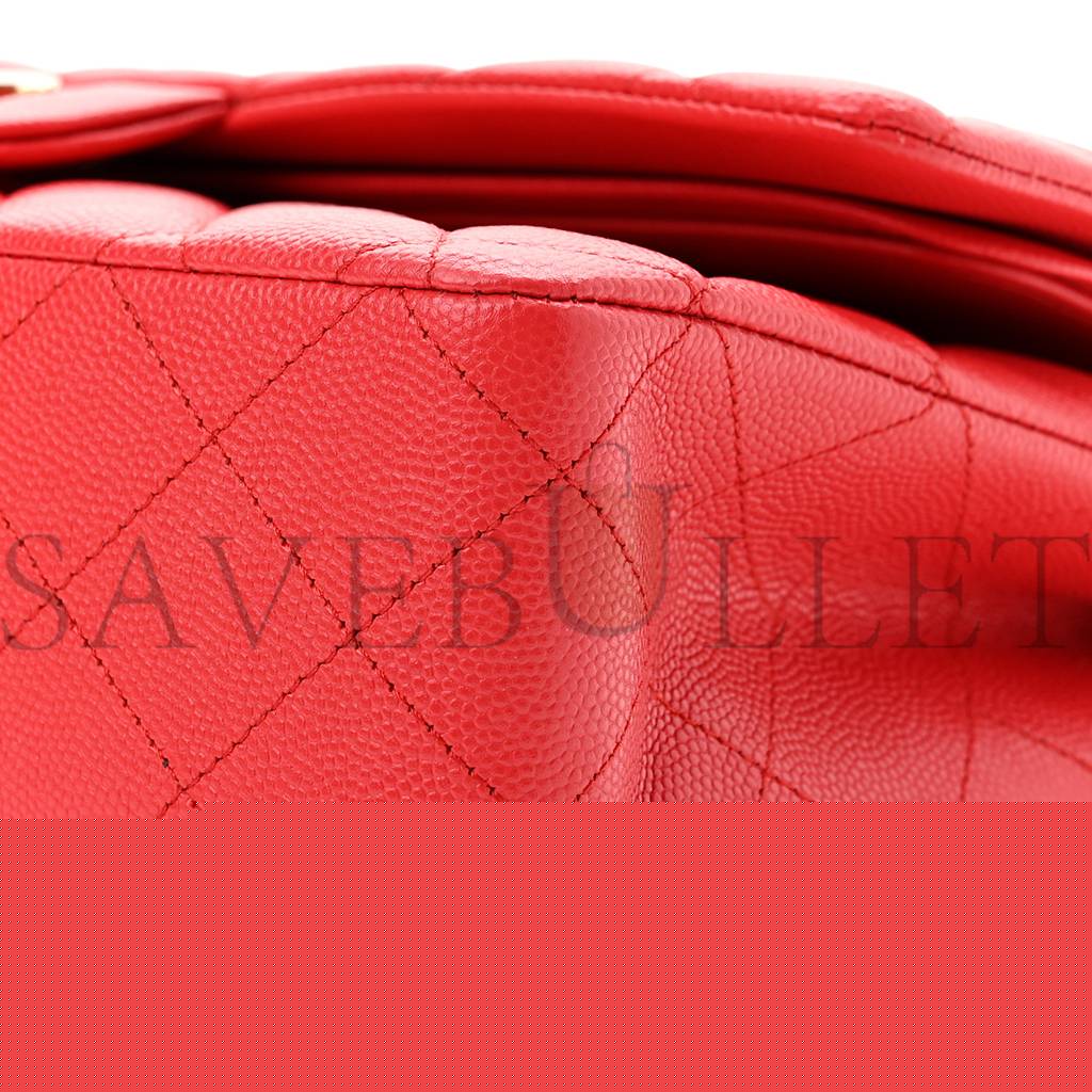 Ch*el caviar quilted medium double flap red gold hardware (25*17*6cm)