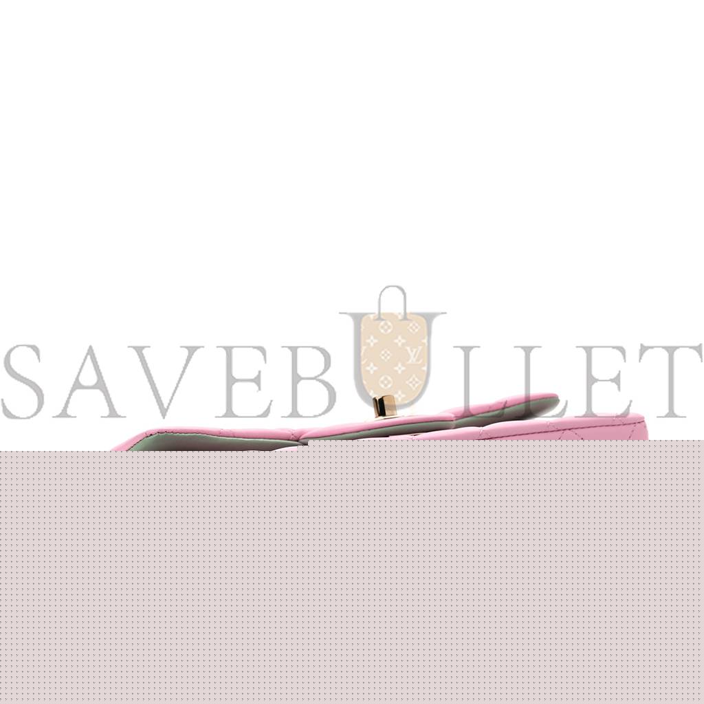 Ch*el lambskin quilted mini top handle rectangular flap lilac light green rose gold hardware (20*12*6cm)