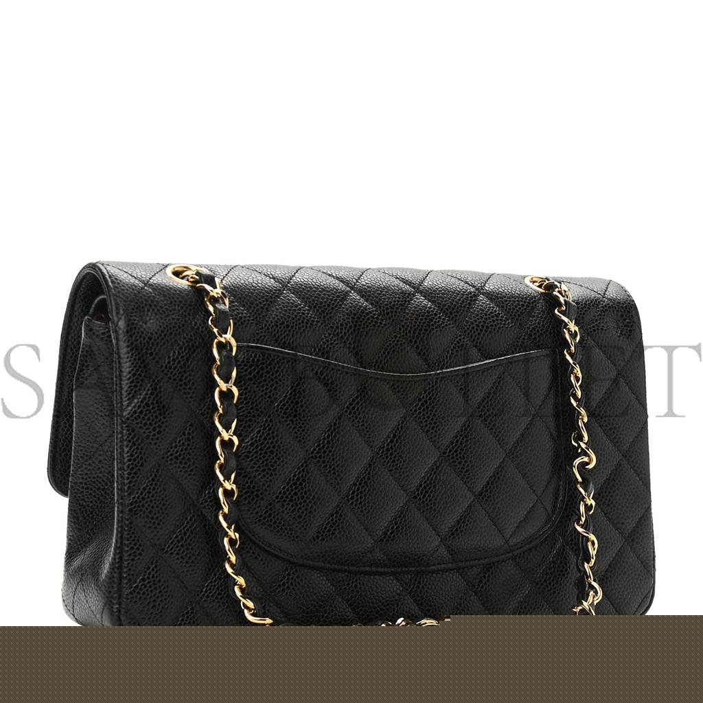 Ch*el caviar quilted medium double flap black gold hardware (25*15*6cm)