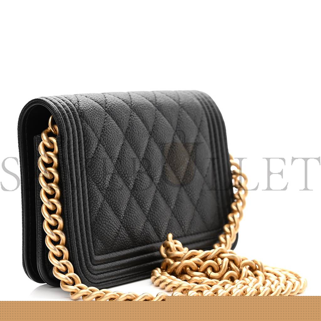 Ch*el caviar quilted boy wallet on chain woc black gold hardware (19*13*5cm)
