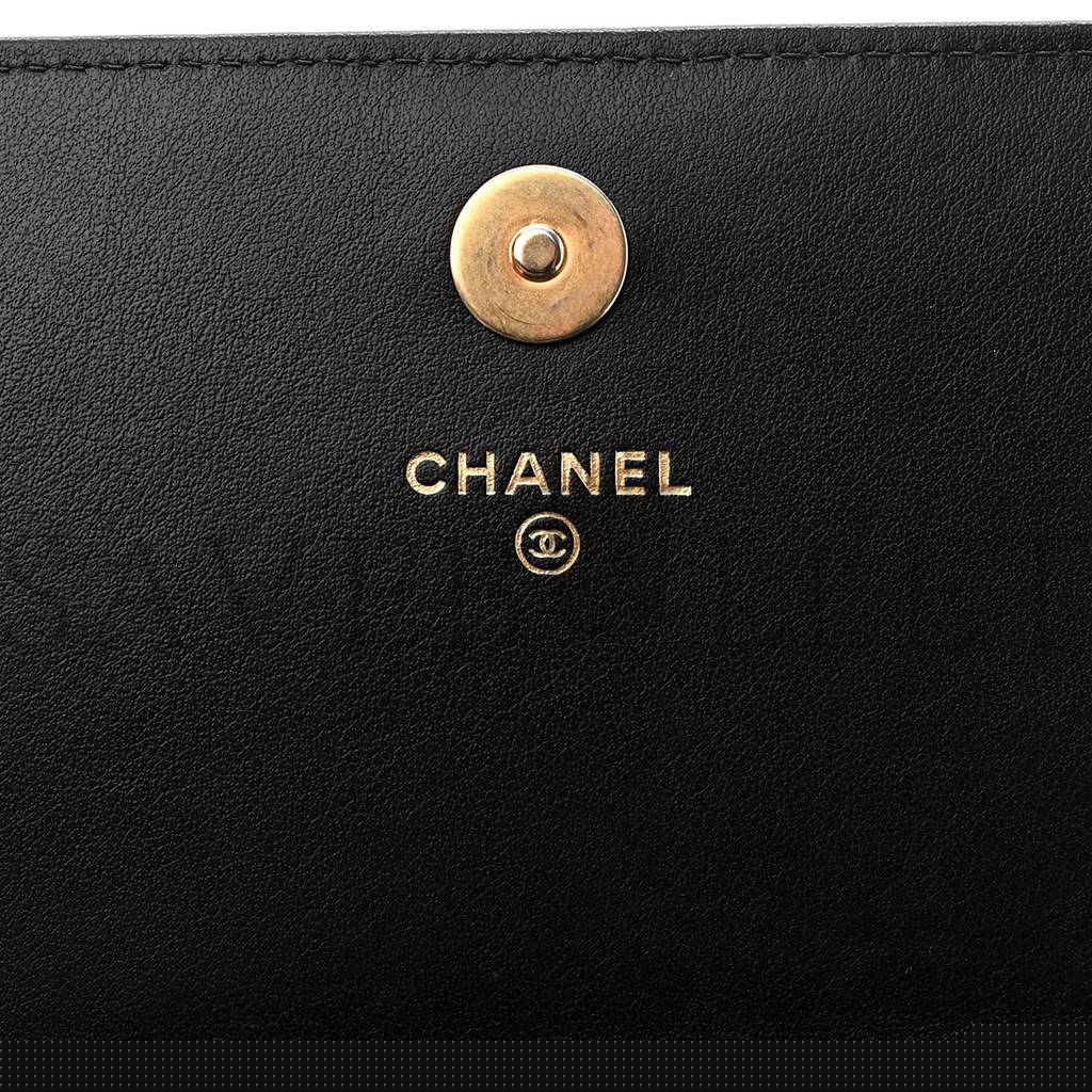 Ch*el caviar quilted boy wallet on chain woc black gold hardware (19*13*5cm)