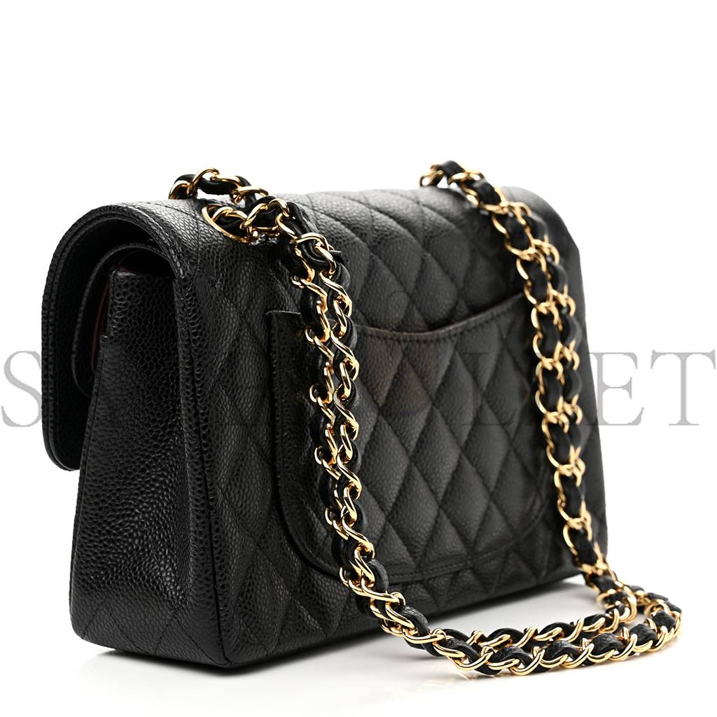 Ch*el caviar quilted small double flap black  gold hardware (23*14*6cm)
