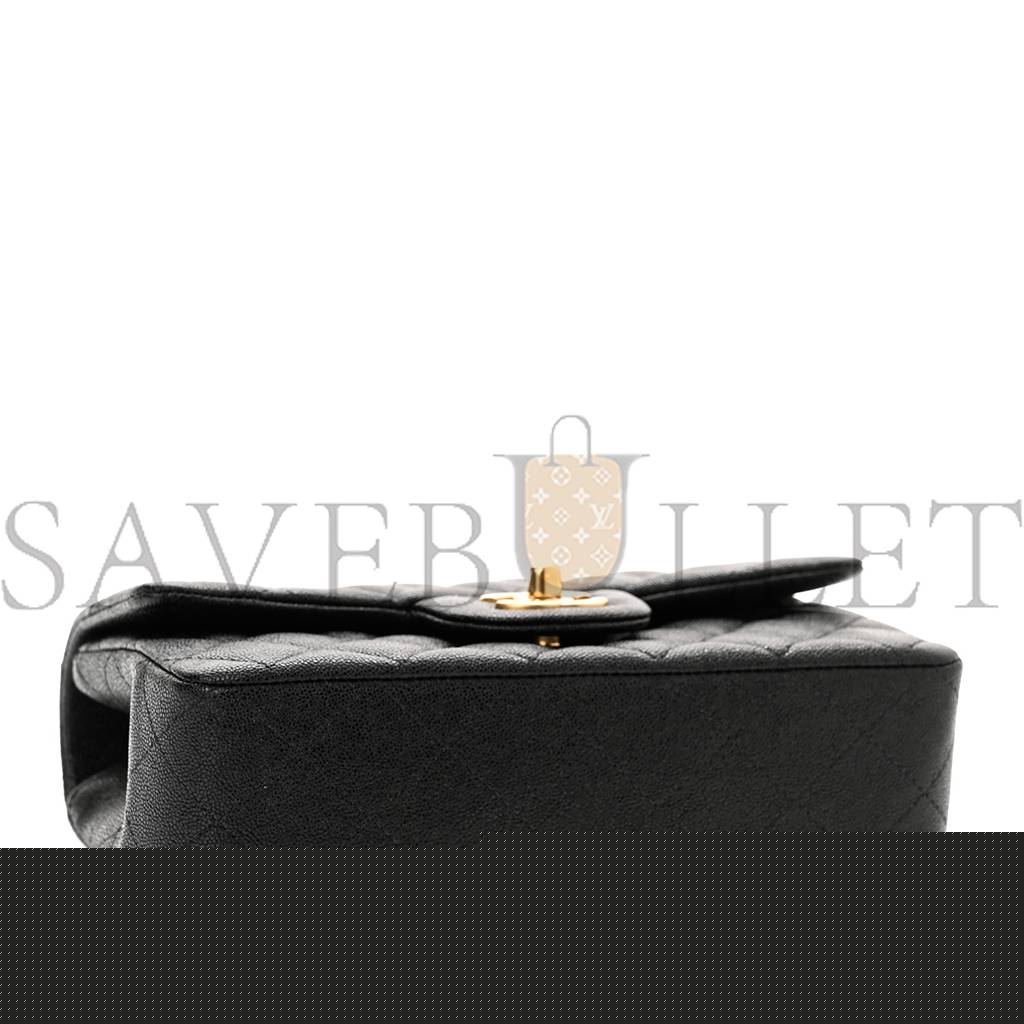 Ch*el caviar quilted mini top handle rectangular flap black gold hardware (20*13*6cm)