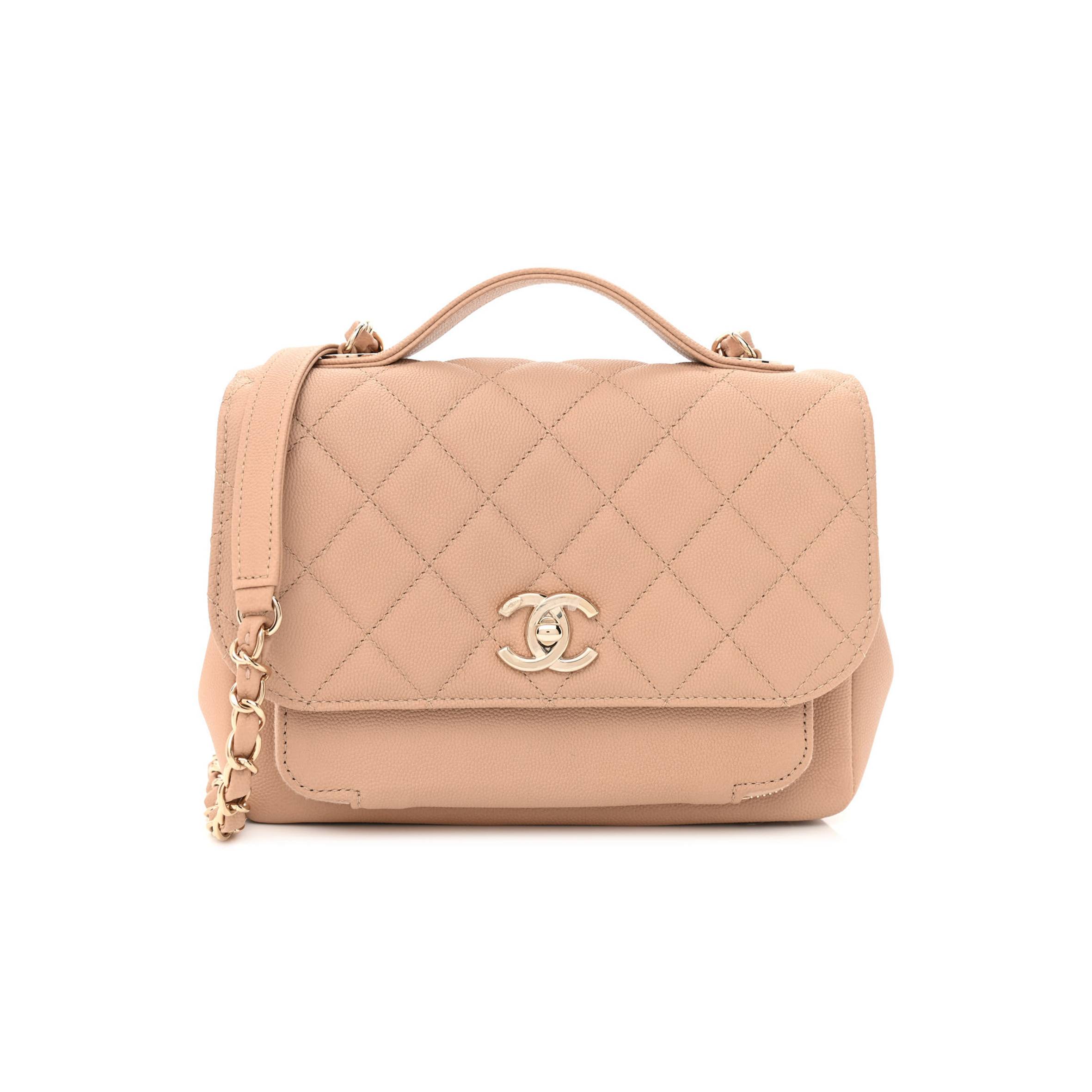 Ch*el caviar quilted medium business affinity flap beige gold hardware (22*16*7cm)