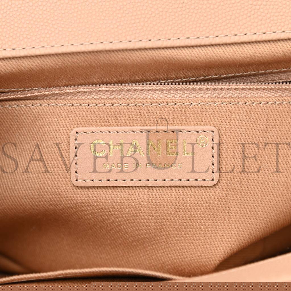 Ch*el caviar quilted medium business affinity flap beige gold hardware (22*16*7cm)