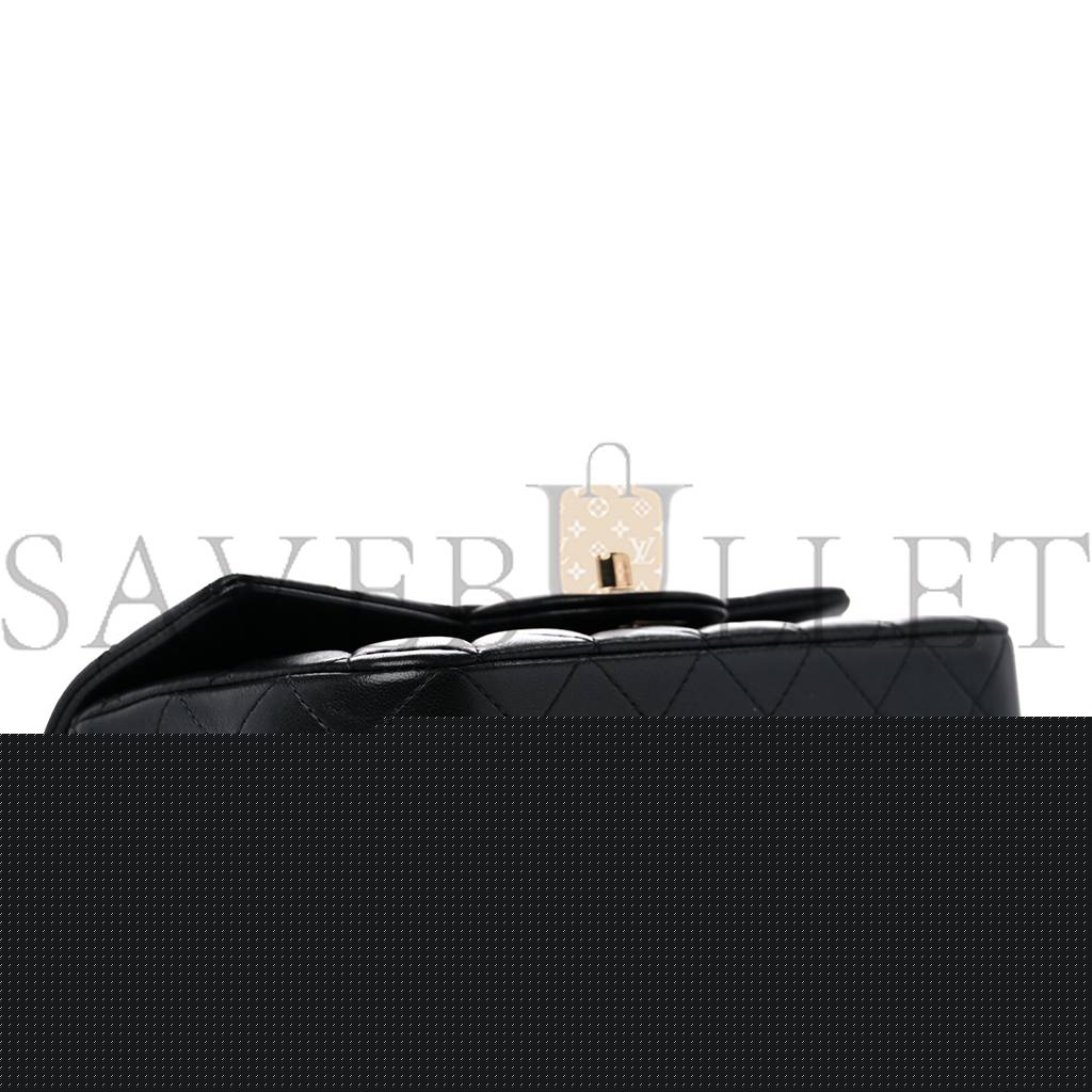 Ch*el lambskin quilted mini top handle rectangular flap black rose gold hardware0 (20*13*6cm)