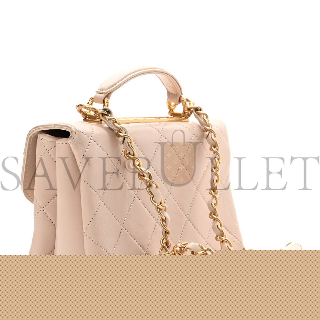 Ch*el lambskin quilted cc mini top handle flap light pink gold hardware (19*13*8cm)
