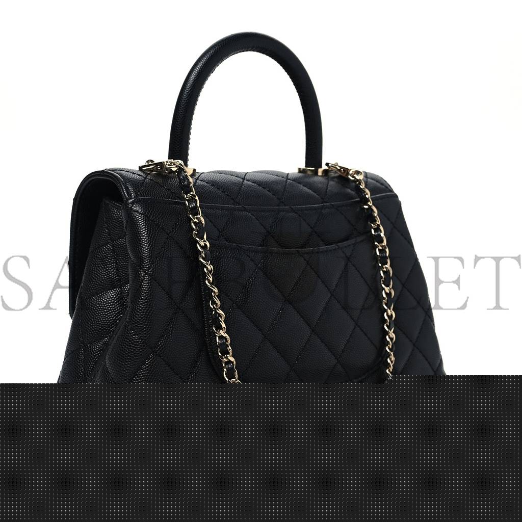 Ch*el caviar quilted mini coco handle flap black gold hardware  (23*14*10cm)