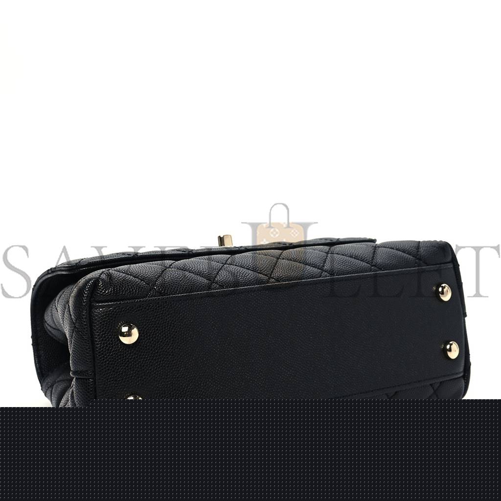 Ch*el caviar quilted mini coco handle flap black gold hardware  (23*14*10cm)