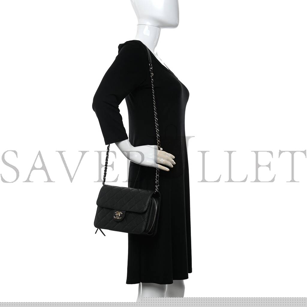 Ch*el caviar quilted large like a wallet flap black rose gold hardware (22*16*8cm)