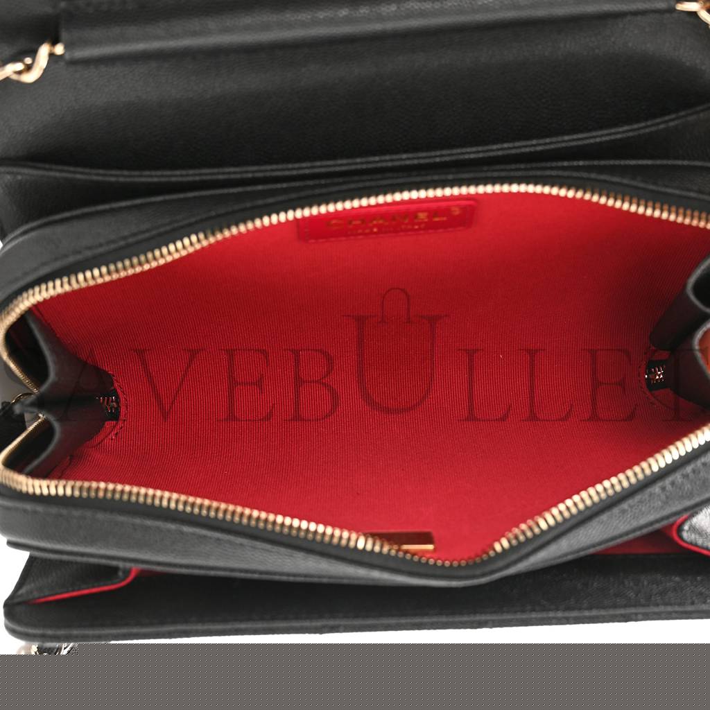 Ch*el caviar quilted large like a wallet flap black rose gold hardware (22*16*8cm)