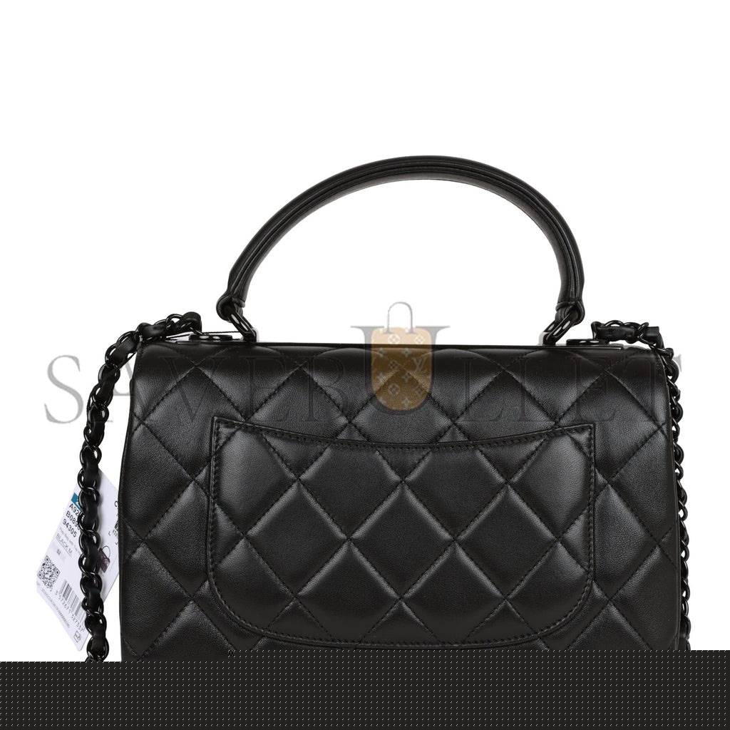 Ch*el large trendy cc bag so black lambskin black hardware (25*17*12cm)