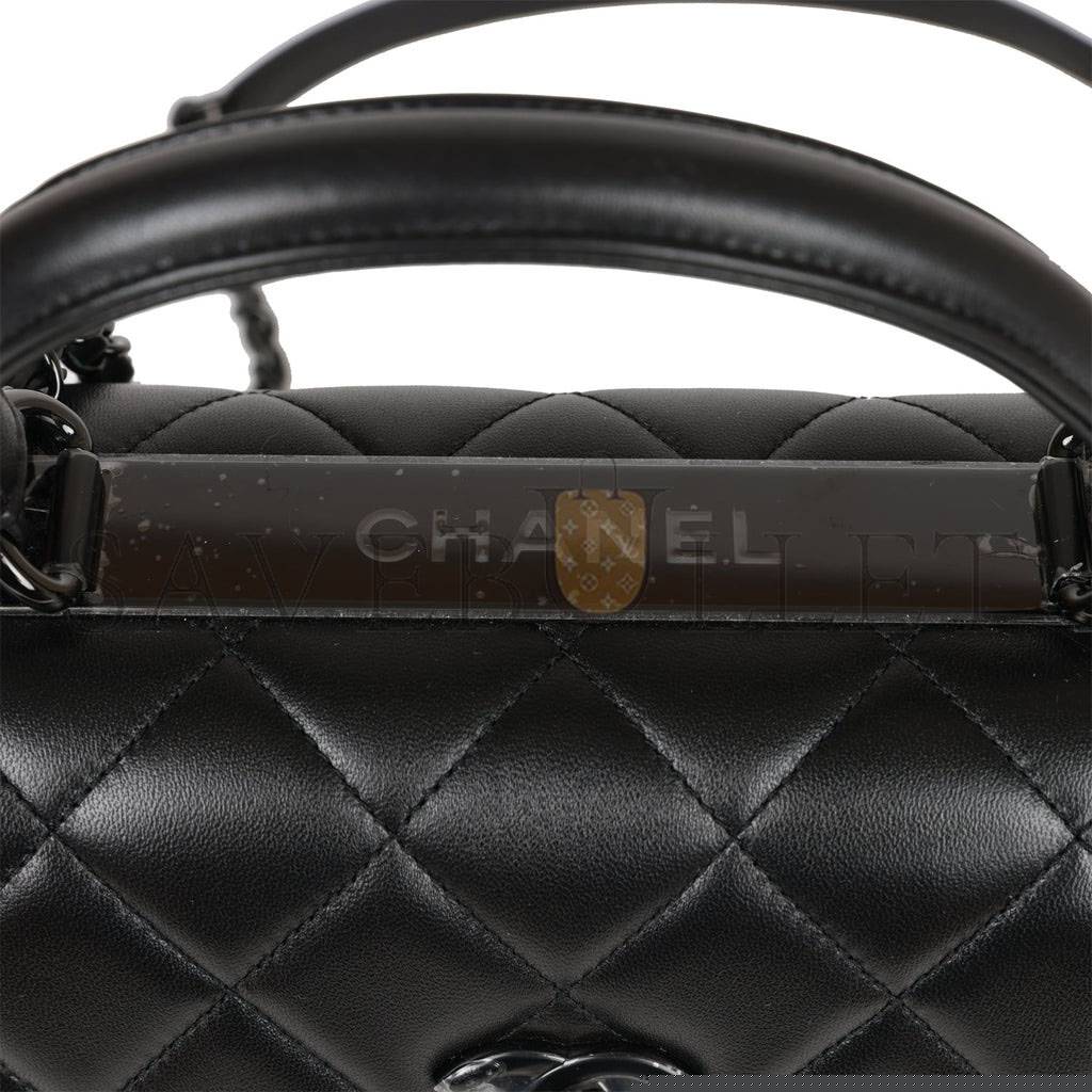 Ch*el large trendy cc bag so black lambskin black hardware (25*17*12cm)