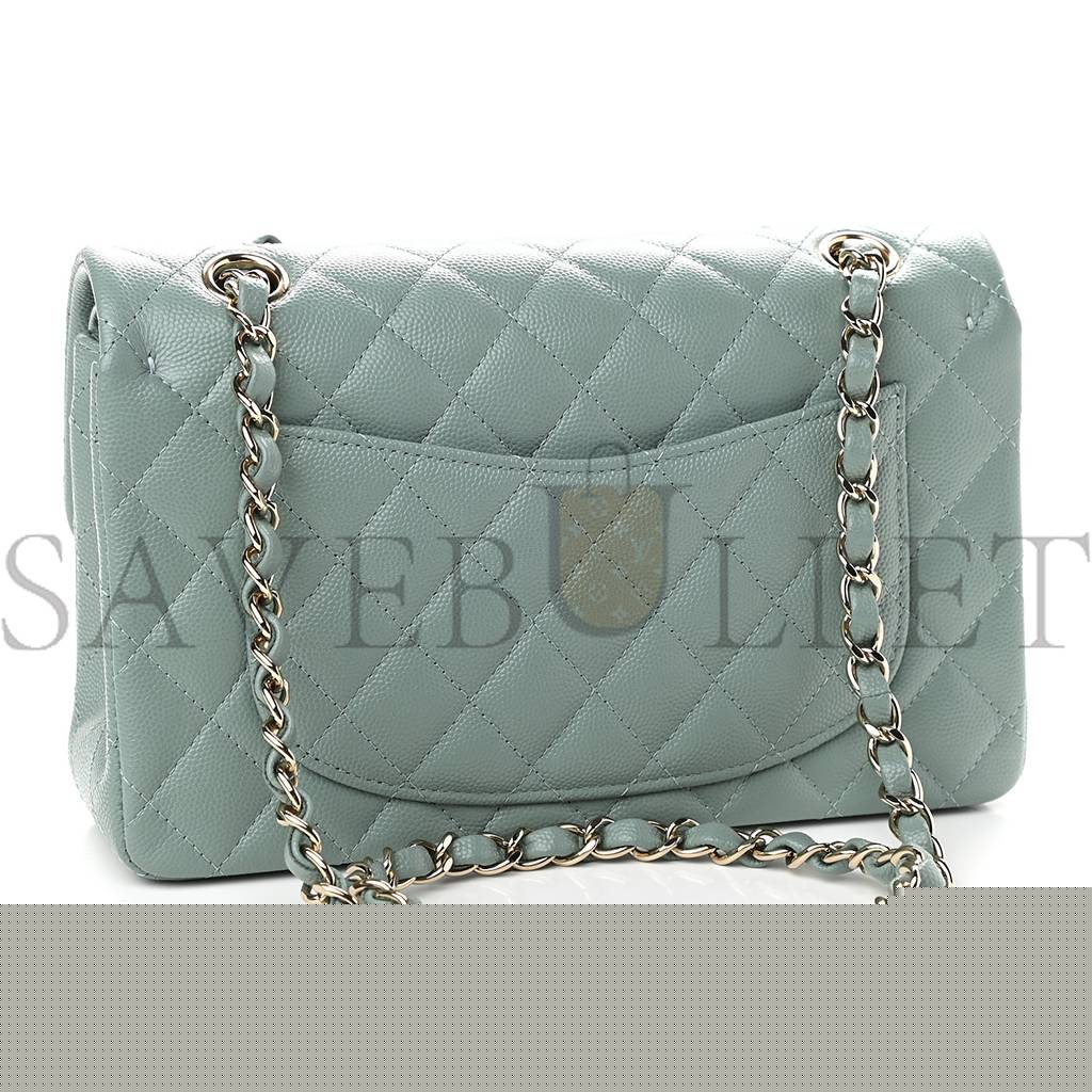 Ch*el caviar quilted small double flap dark green rose gold hardware (22*14*6cm)