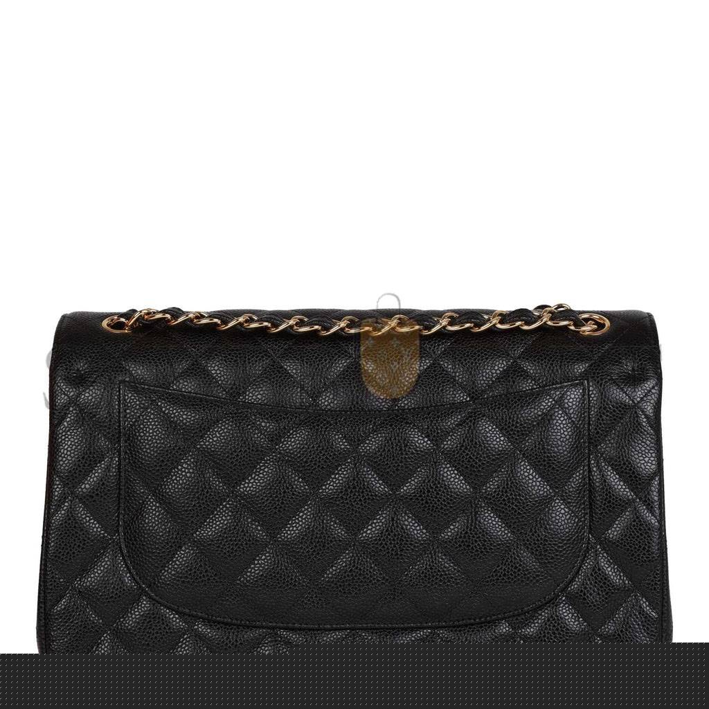 Ch*el jumbo classic double flap bag black caviar gold hardware (30*20*9cm)
