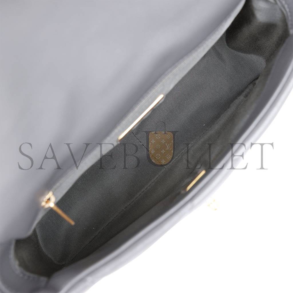 Ch*el medium 19 flap bag grey calfskin mixed hardware (25*16*9cm)