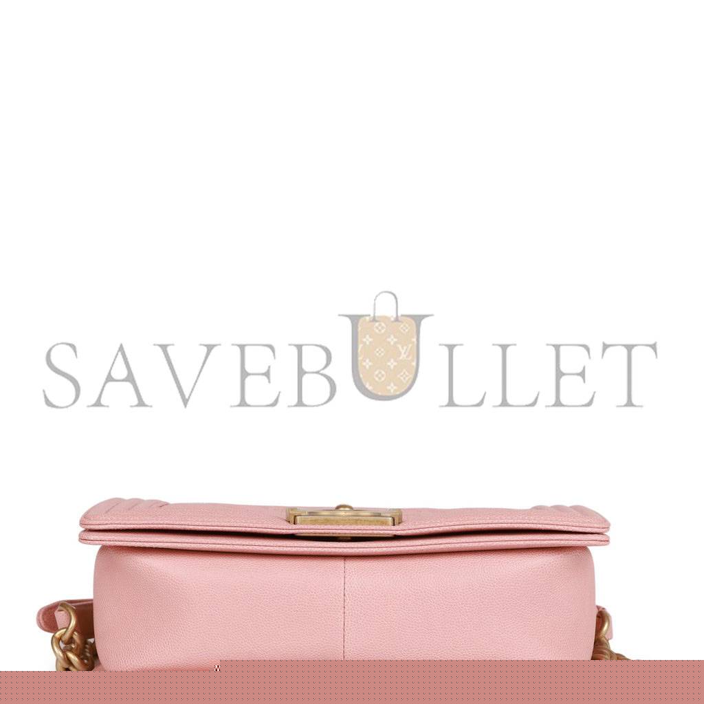 Ch*el medium boy bag pink caviar antique gold hardware (25*15*9cm)