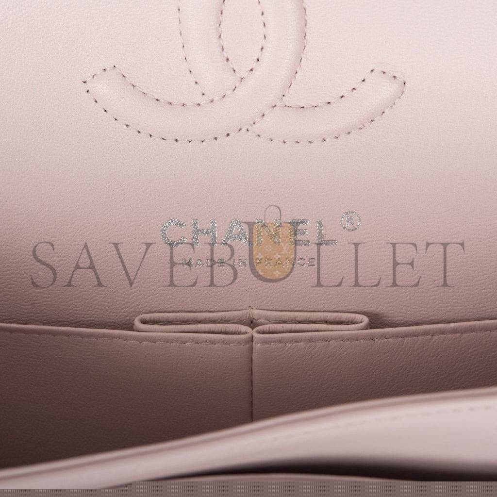 Ch*el small classic double flap bag light pink lambskin silver hardware (23*13*6cm)