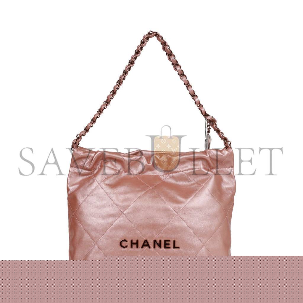 Ch*el small 22 bag copper calfskin rose gold hardware (37*35*7cm)