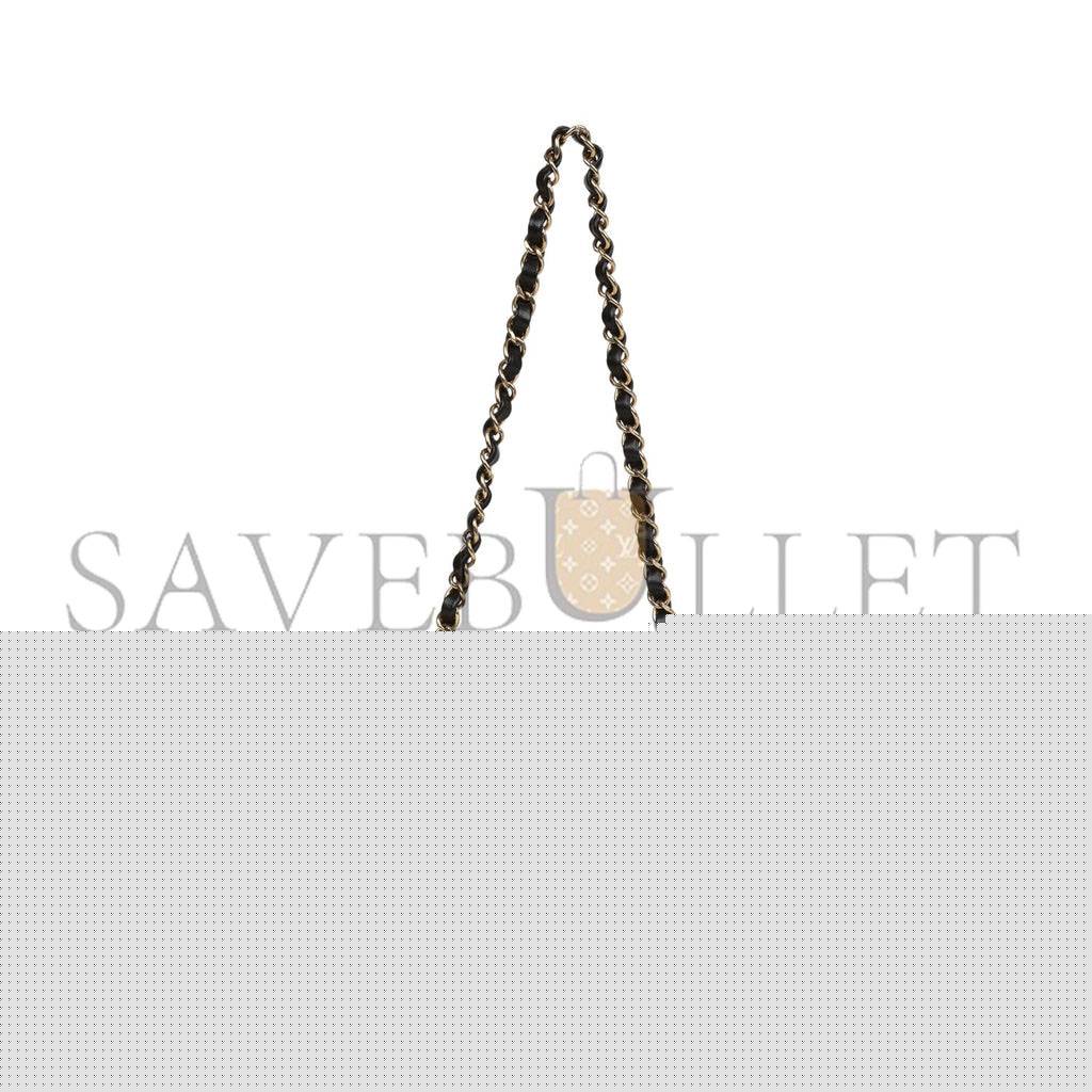 Ch*el mini rectangular flap bag black lambskin light gold hardware (20*13*6cm)