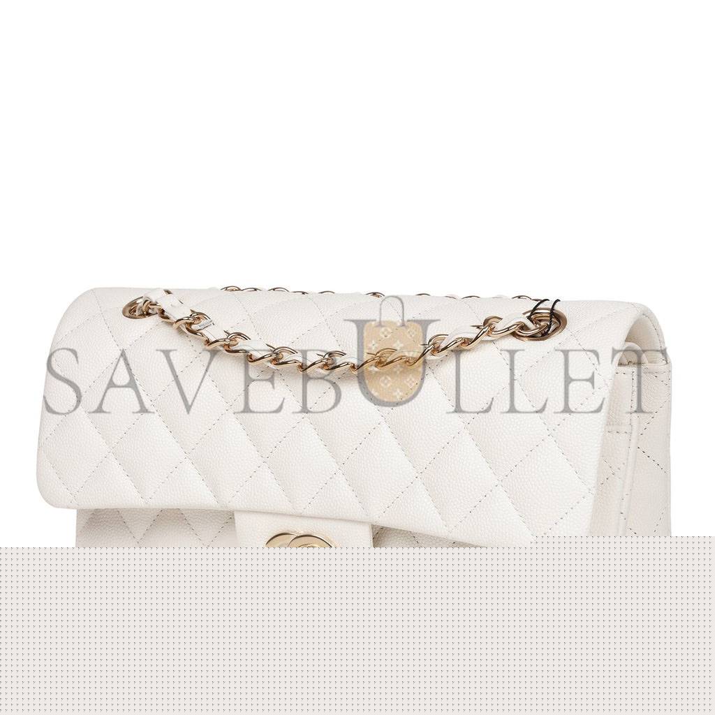 Ch*el small classic double flap white caviar gold hardware (23*13*6cm)