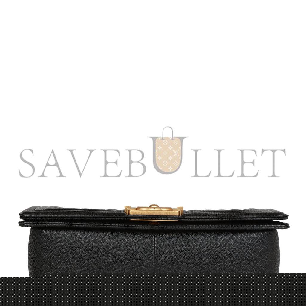 Ch*el medium boy bag black caviar antique gold hardware (25*15*9cm)