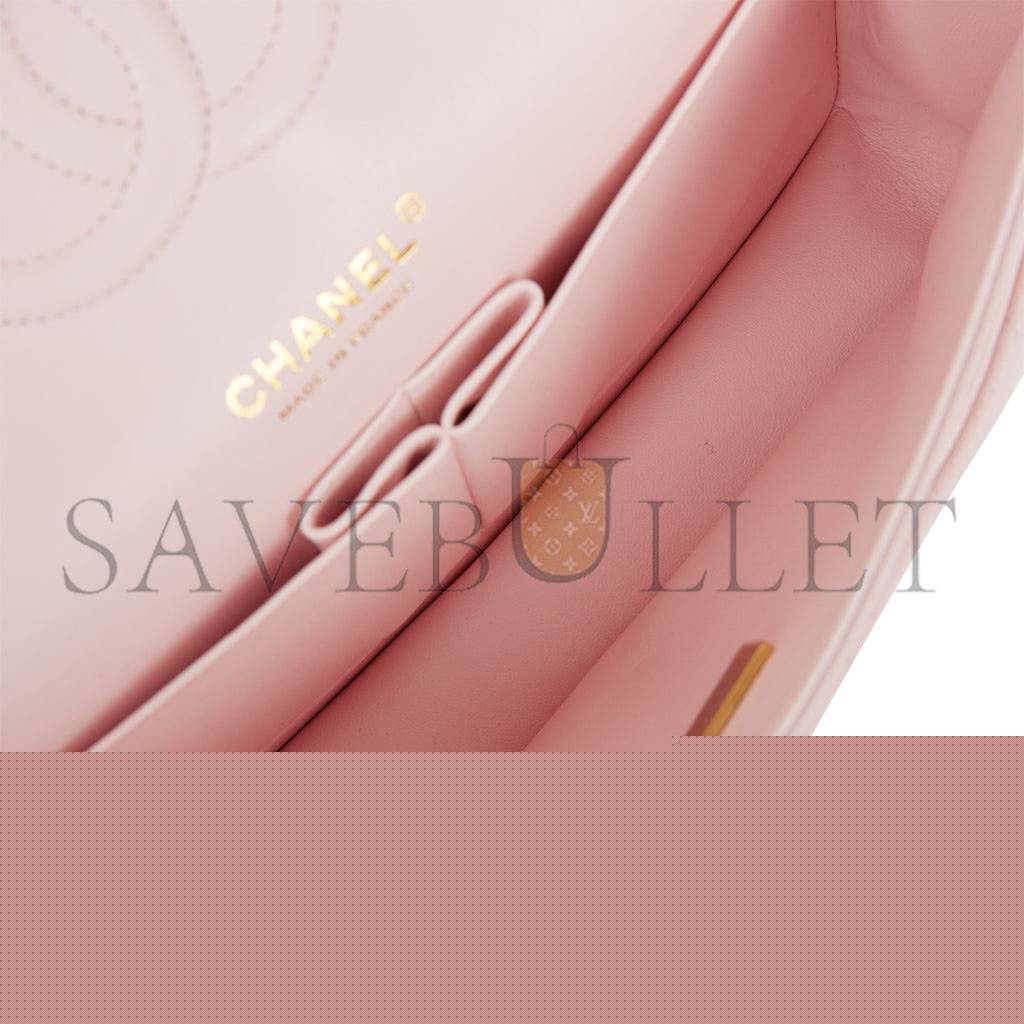 Ch*el medium classic double flap bag light pink caviar light gold hardware (25.5*15.2*7cm)