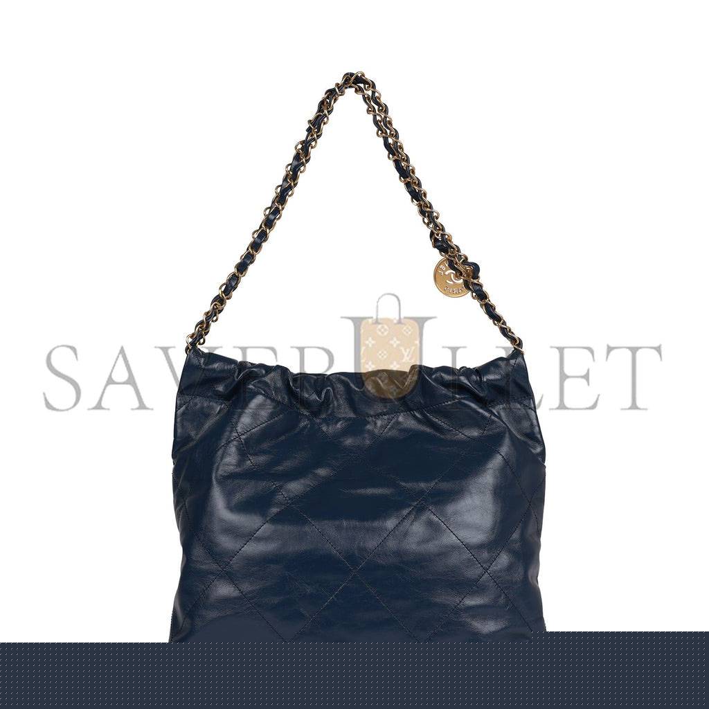 Ch*el large 22 bag navy lambskin antique gold hardware (46*45*10cm)