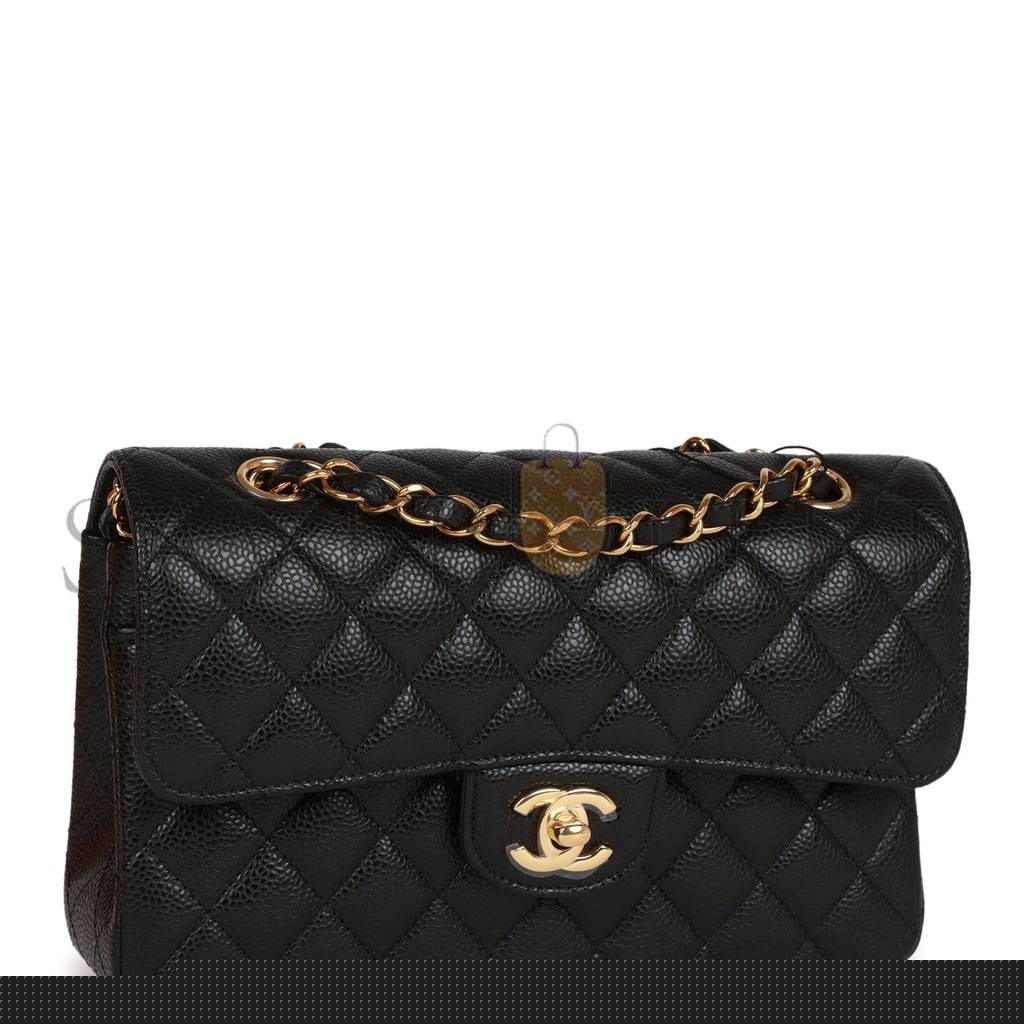 Ch*el small classic double flap black caviar gold hardware (23*13*6cm)