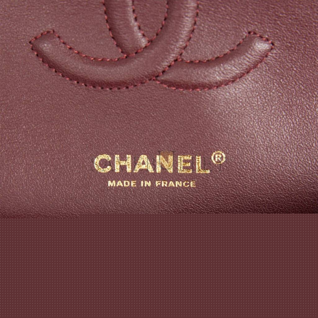 Ch*el medium classic double flap bag black quilted caviar gold hardware (25*15*7cm)