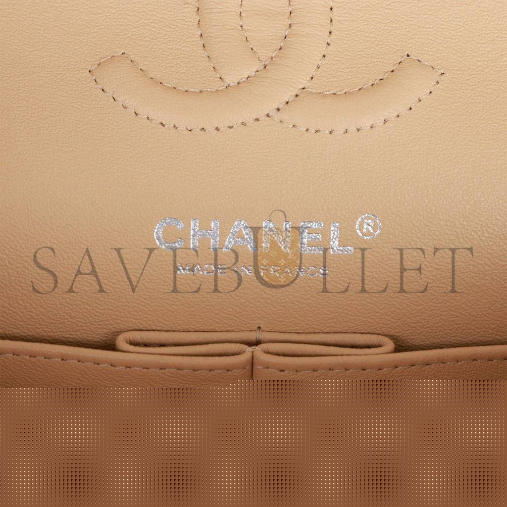 Ch*el small classic double flap beige lambskin silver hardware (23*13*6cm)