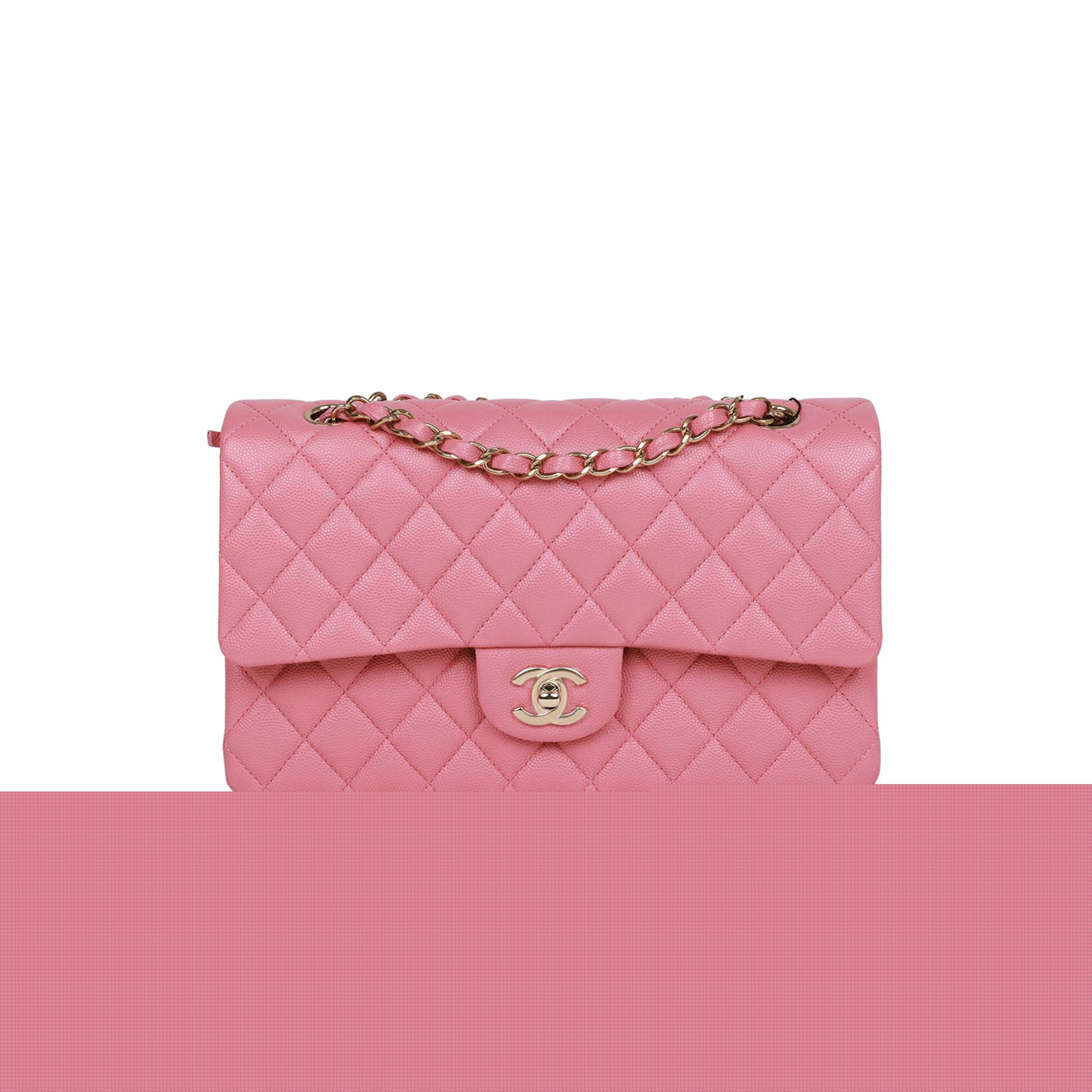 Ch*el medium classic double flap bag dark pink caviar light gold hardware (25*15*7cm)