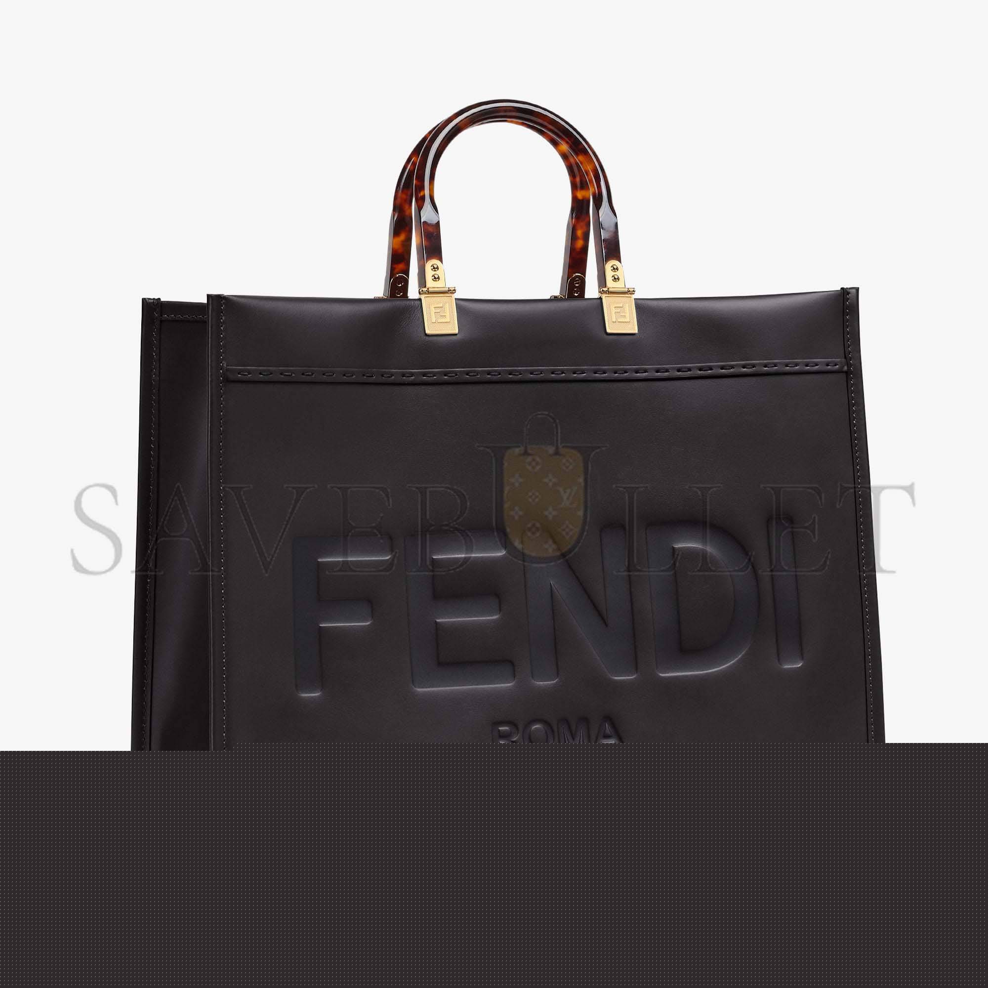 F**di large F**di sunshine - black leather shopper 8bh372abvlf0kur (40.5*35*21.5cm)