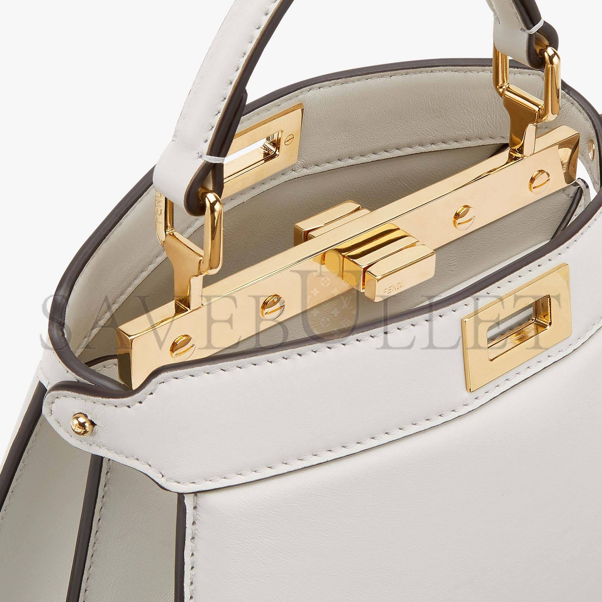F**di peekaboo iseeu petite - white padded nappa leather bag 8bn335abvef0qvl (20*15.5*11cm)