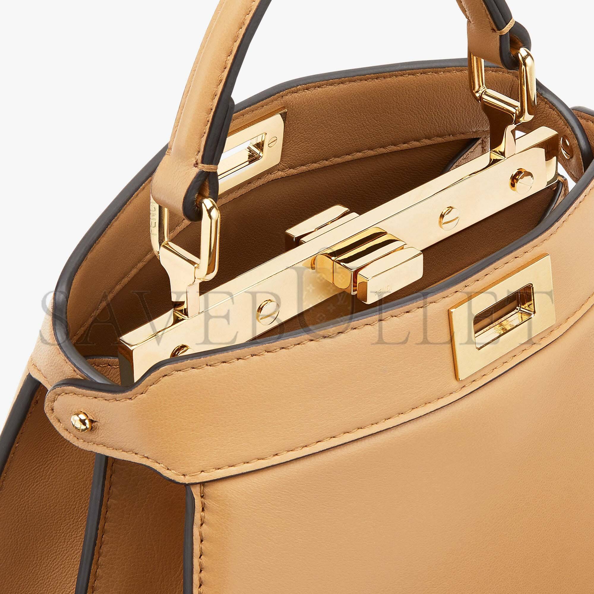 F**di peekaboo iseeu petite - beige padded nappa leather bag 8bn335abvef15kr (20*15.5*11cm)