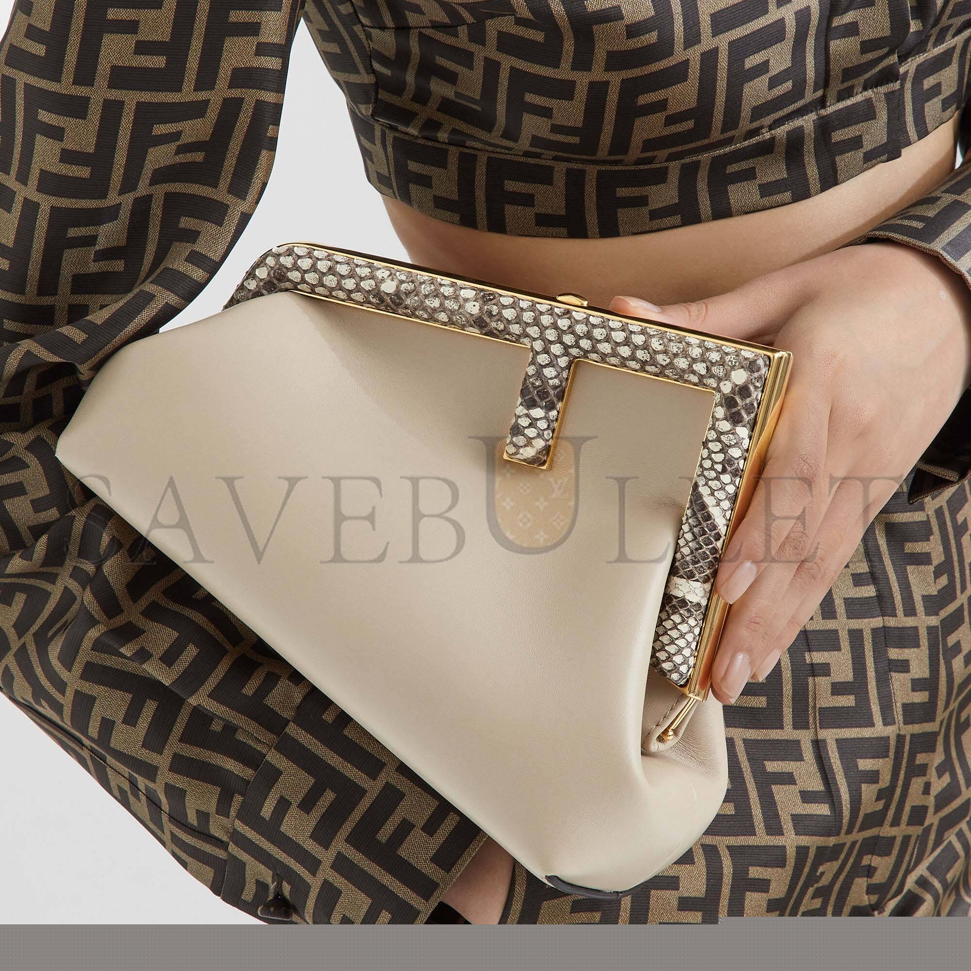 F**di first small - pink leather and python leather bag 8bp129akkuf1hop (26*18*9.5cm)