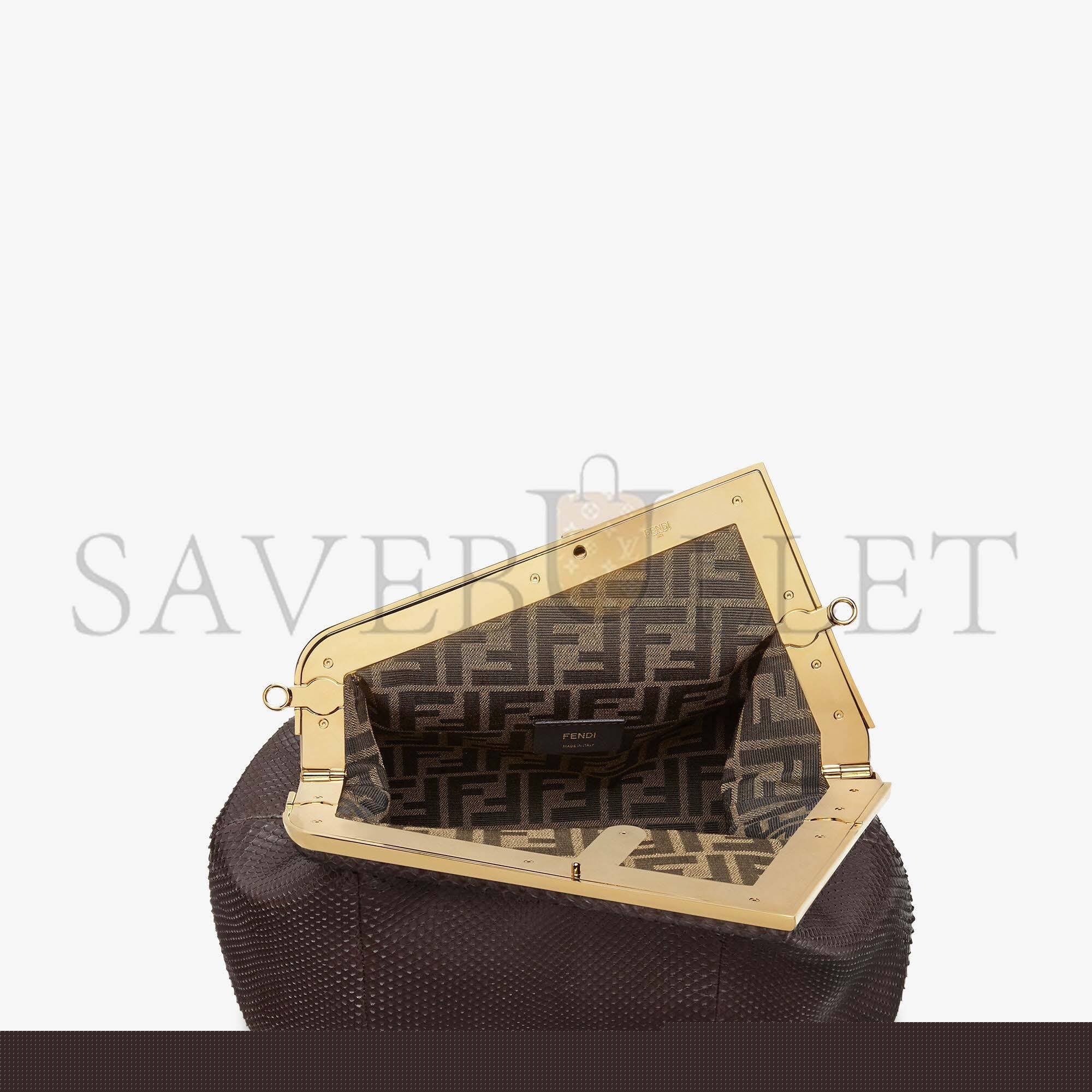 F**di first medium - dark brown python leather bag 8bp127ahn2f12g2 (32.5*23.5*15cm)