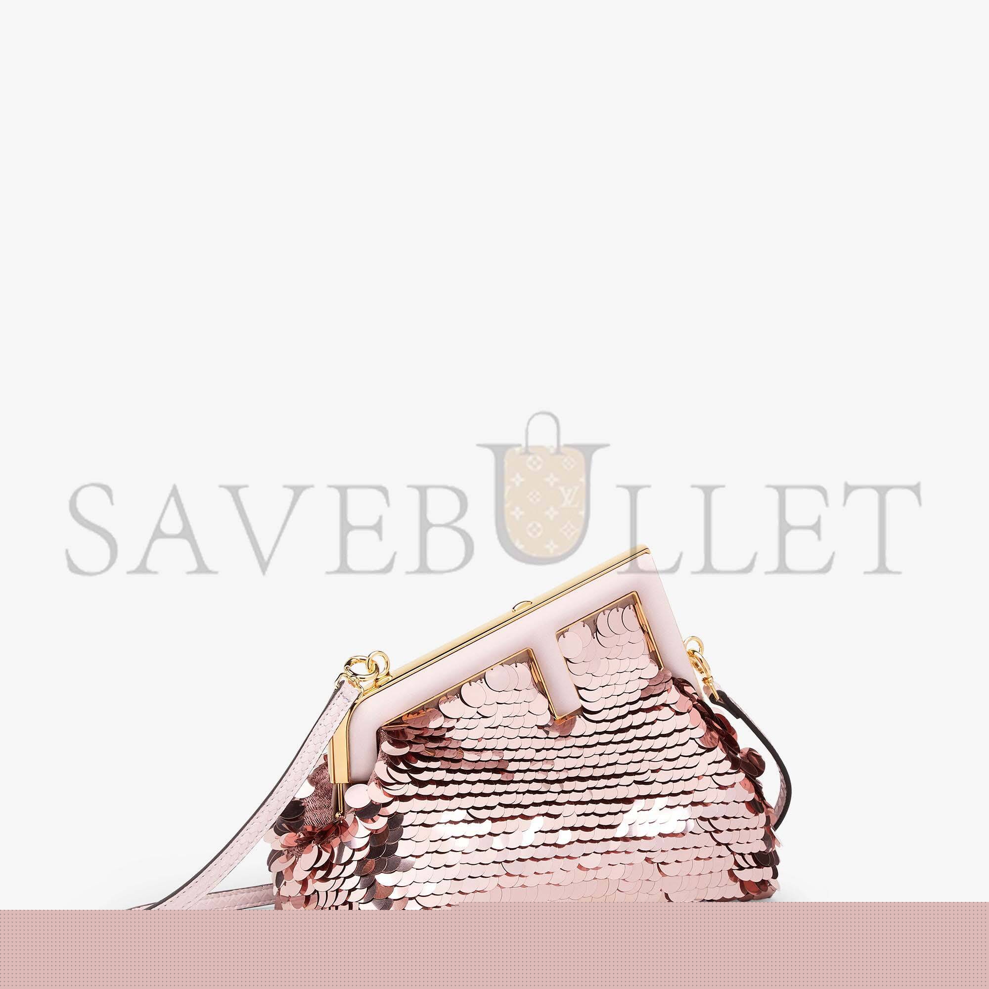 F**di first small - pink sequinned bag 8bp129ajs4f1hmd (26*18*9.5cm)