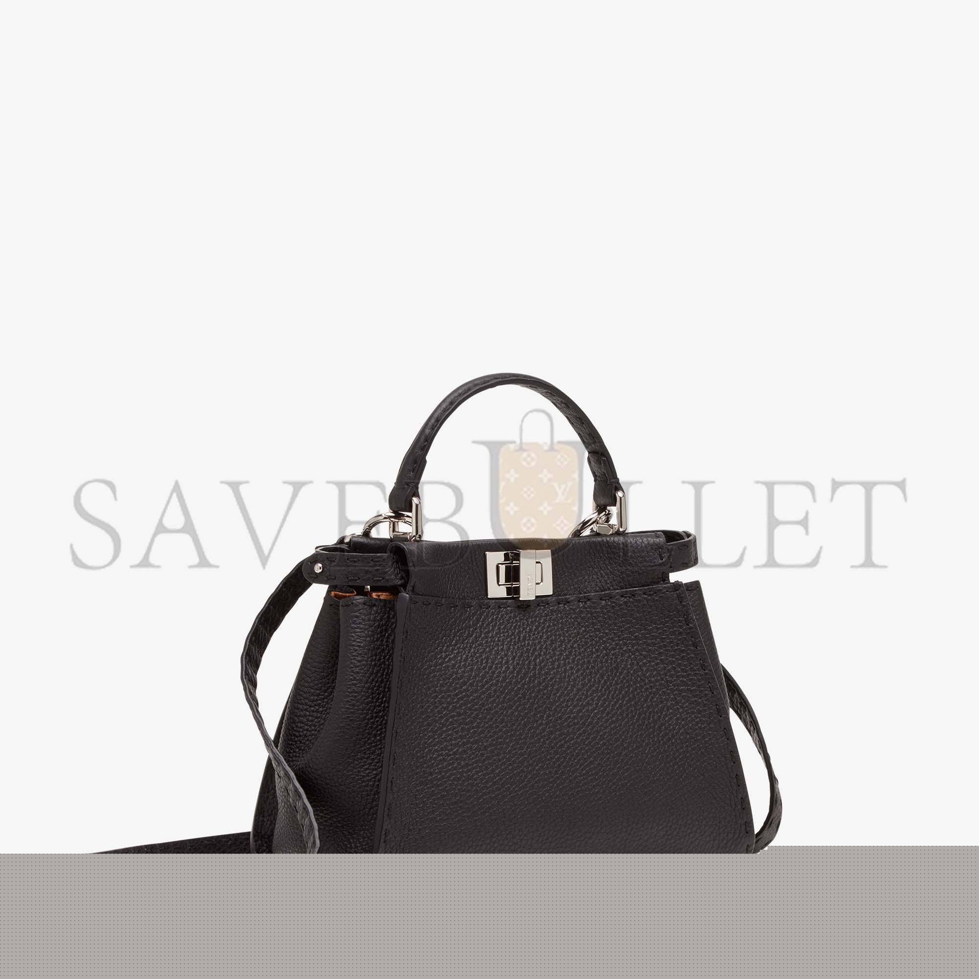 F**di peekaboo mini - black selleria bag 8bn244q0jf0e66 (23*18*11cm)
