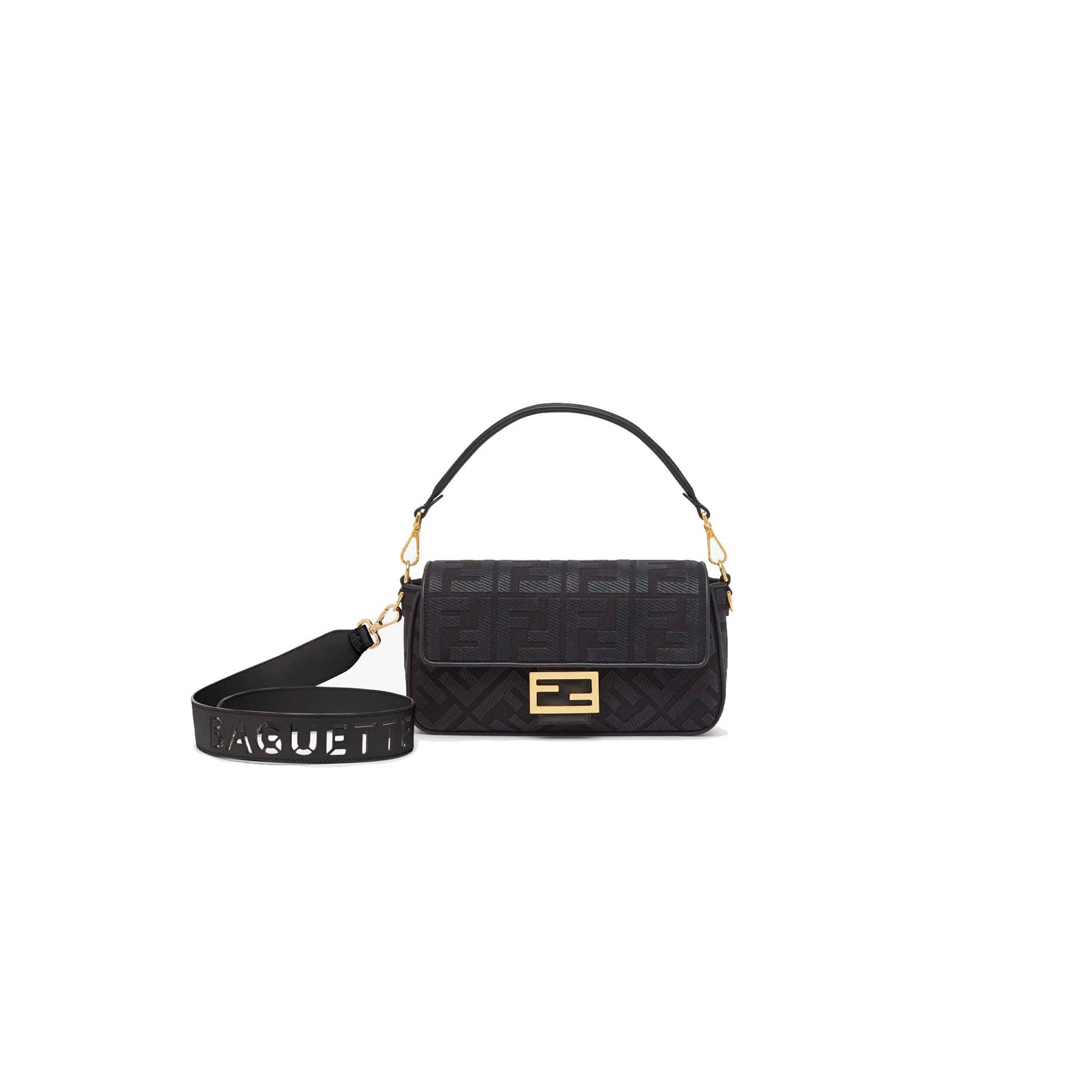 F**di baguette - black ff canvas bag 8br600amcdf1cfj (27*15*6cm)