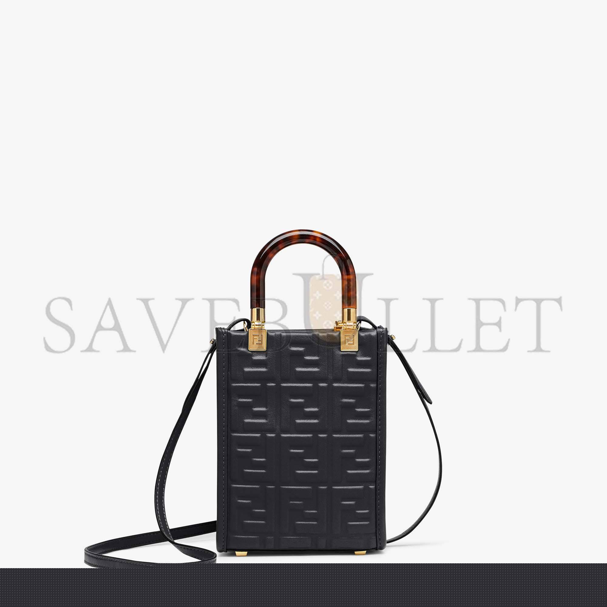 F**di mini sunshine shopper - black leather mini bag 8bs051amcif0kur (18*13*6.5cm)