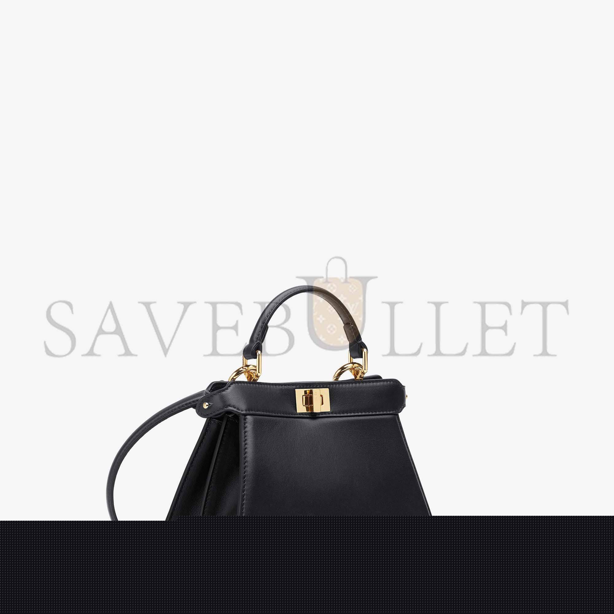F**di peekaboo iseeu petite - black padded nappa leather bag 8bn335abvef0kur (20*15.5*11cm)