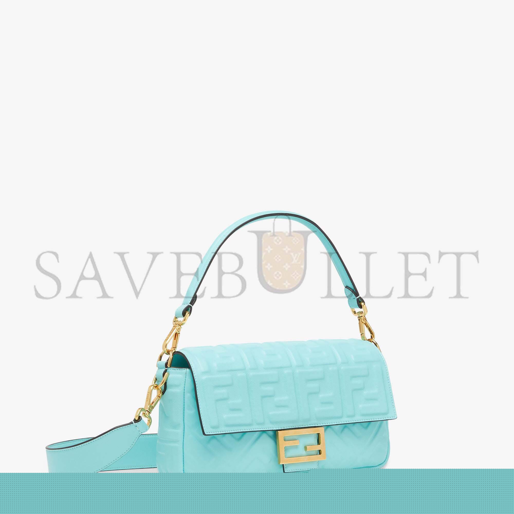 F**di baguette - turquoise nappa leather bag 8br600a72vf1jty (27*15*6cm)