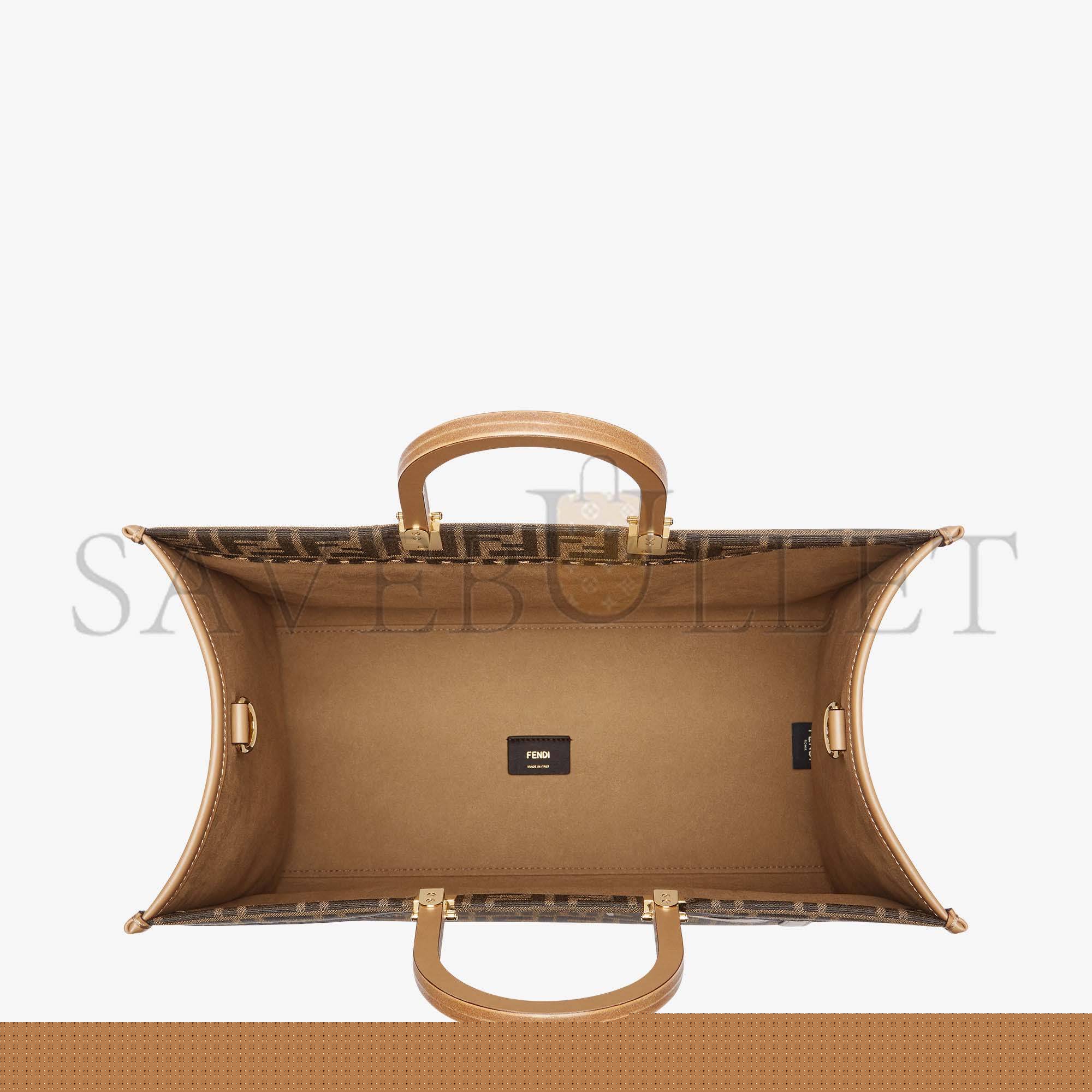 F**di sunshine large - brown ff jacquard fabric shopper 8bh372alvyf1ge3 (40.5*35*21.5cm)