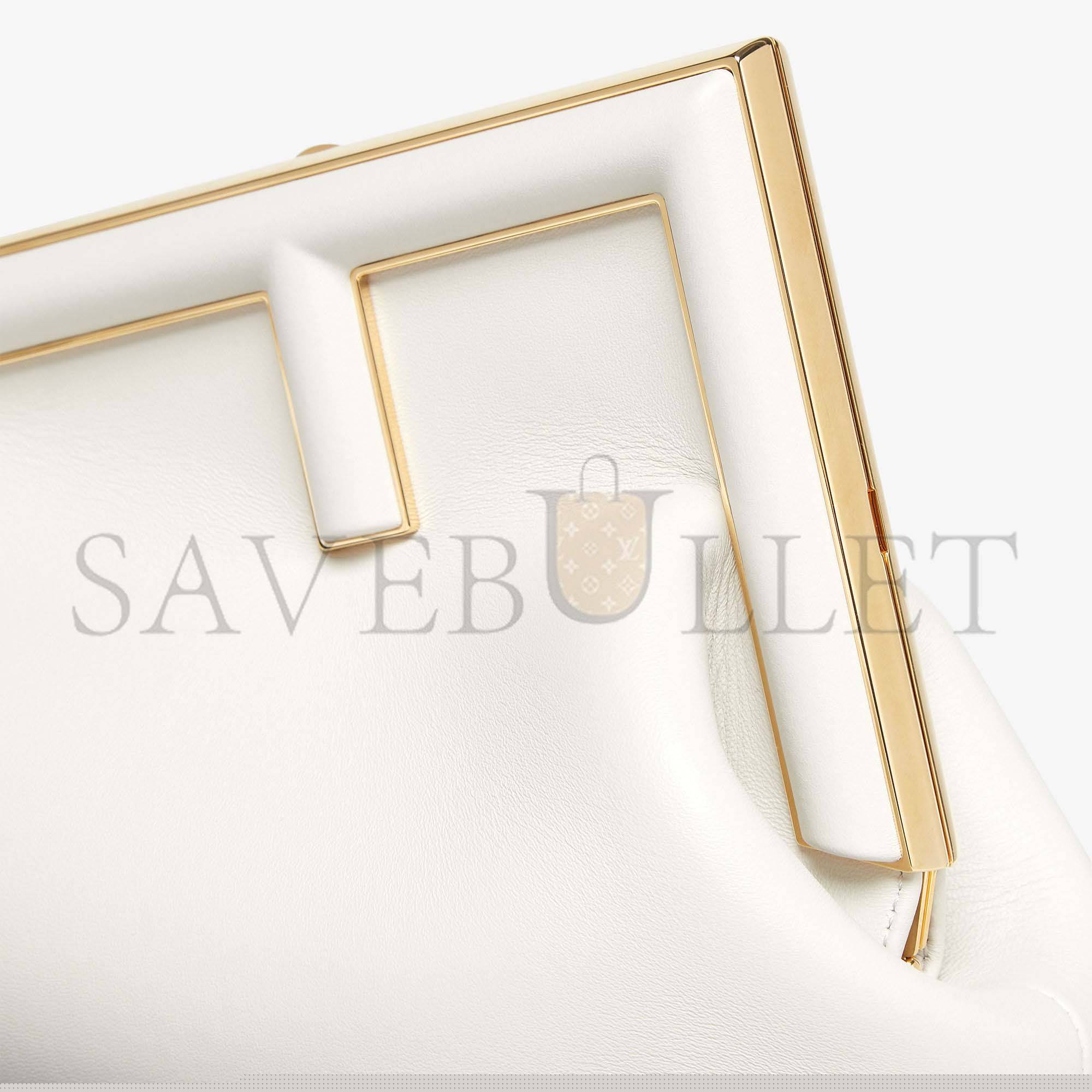 F**di first midi - white leather bag 8bp137abvef0qvl (30*20*14cm)