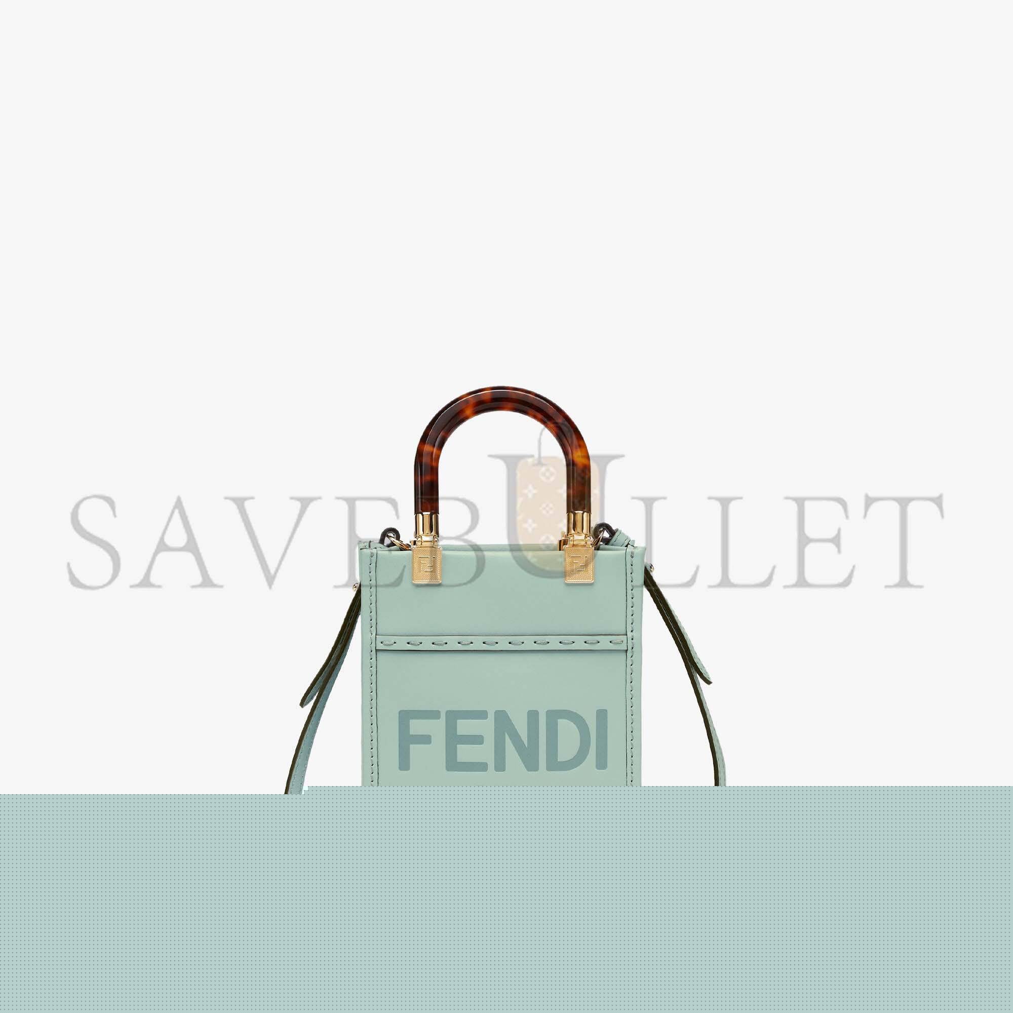 F**di mini sunshine shopper - mint green leather mini-bag 8bs051abvlf03hw (18*13*6.5cm)